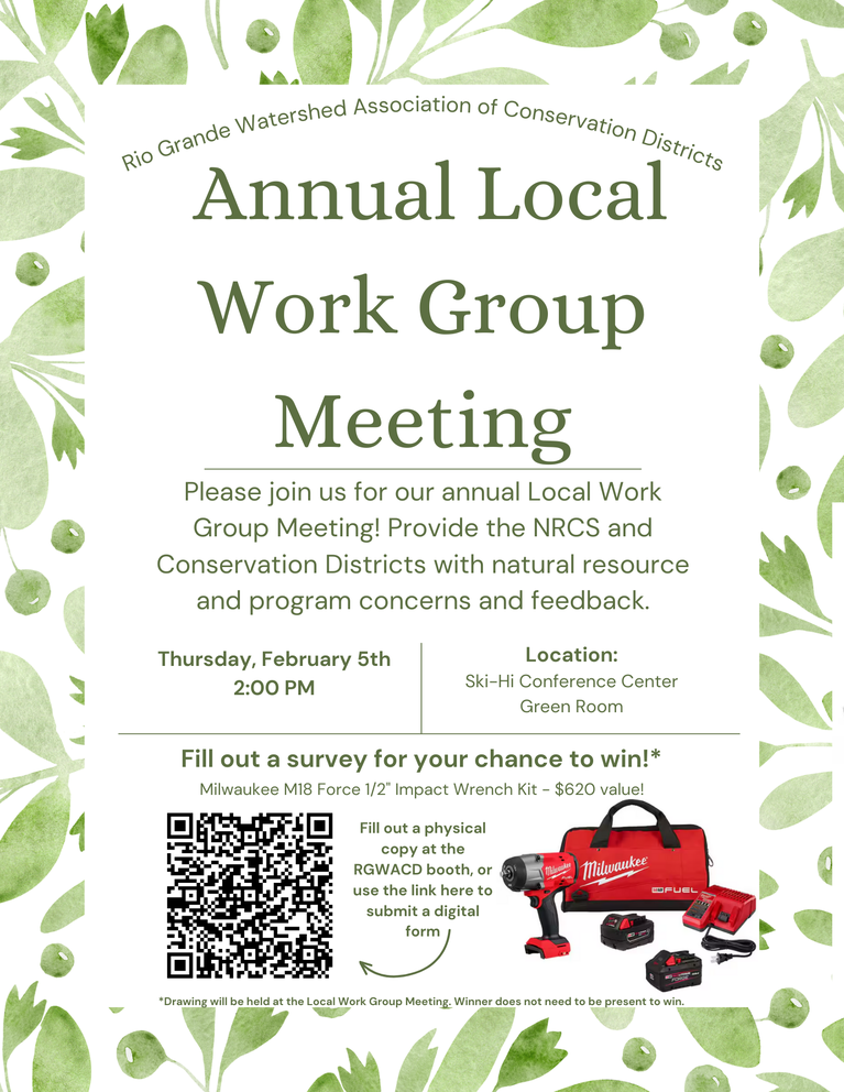 A flyer for the Annual Local Work Group Meeting for the SLV